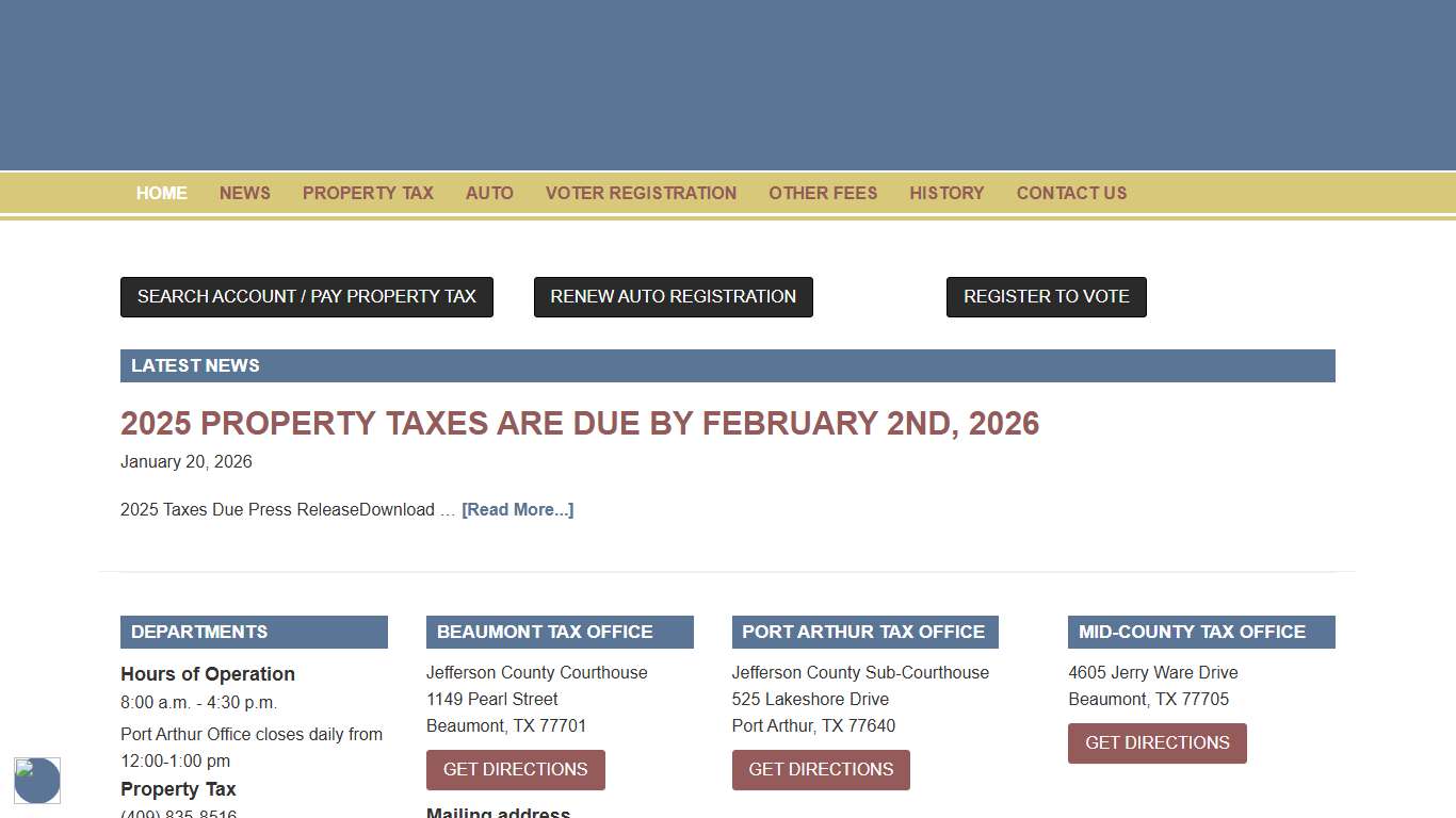 Jefferson County Tax Office - Tax Assessor-Collector of Jefferson County, Texas